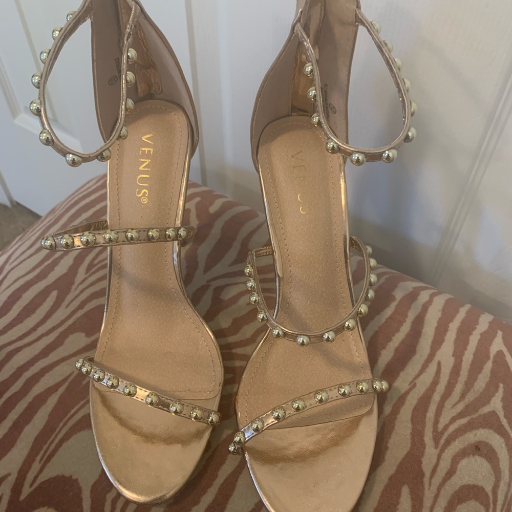 VENUS Champagne Rose/Gold Studded Heels
